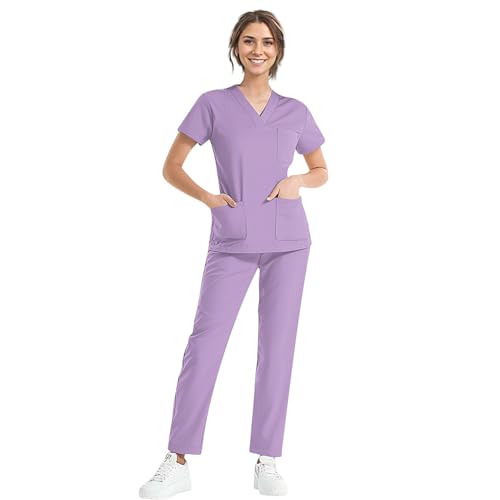 Pflege Set Mit Arbeitskittel Damen Kasack Mit Hose Damen Set Arbeitsmantel Pflege Kleidung Damen Damen Kasack Arzthose Damen Weiß Krankenschwester Krankenschwester Kostüm Für Erwachsene von Rosennie