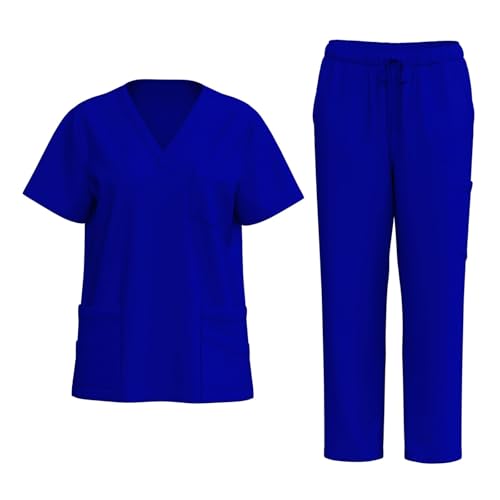 Rosennie Kasack Pflege Damen Damenhosen Mit Gummibund Kasacks Damen Pflege Set Arbeitskleidung Pflege Damen Nurse Costume Krankenschwester Kostüm Für Erwachsene Medizinische Uniform Damen von Rosennie