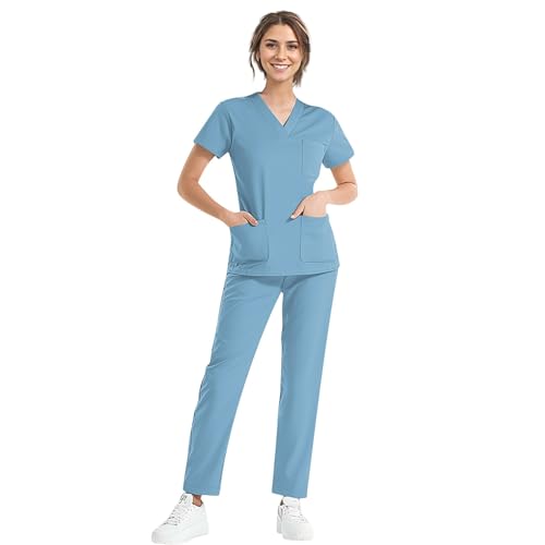 Rosennie Nurse Costume Schürze Krankenschwester Hose Mit Gummizug Damen Schlupfhosen Für Damen Doktor Kostüm Arzt Kostüm Altenpflege Kleidung Medizinische Uniform Damen Berufsbekleidung Pflege von Rosennie