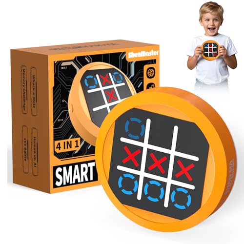 RoserRose 3-in-1 Tic-Tac-Toe Brettspiel, Elektronisches Digitales Puzzlespiel, Tragbares Familienspiel (Gelb) von RoserRose