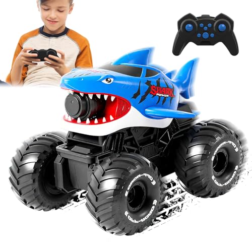 RoserRose Ferngesteuertes Auto, 2.4GHz RC Monster Truck Shark – Wasser-/Land Fahrzeug mit 10m Wasserpistole, 20 km/h, 30m Reichweite, 3X 1200mAh Akkus, Uhr-Fernbedienung, für Kinder ab 6-12 Jahre RoserRose Ferngesteuertes Auto, 2.4GHz RC Monster Truck Shark – Wasser-/Land Fahrzeug mit 10m Wasserpistole, 20 km/h, 30m Reichweite, 3X 1200mAh Akkus, Uhr-Fernbedienung, für Kinder ab 6-12 Jahre von RoserRose