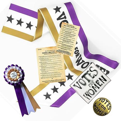 RosieCentral Be a Suffragette Suffragist Deluxe historisch genaues Suffrage-Kostüm, 5-teiliges Zubehör-Set für Frauen von RosieCentral