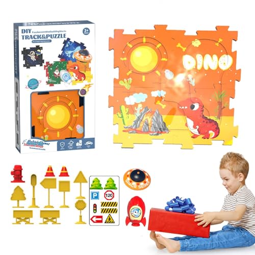 Rosixehird Auto-Track-Puzzle-Spielzeug, Puzzle-Track-Auto-Spielset | Fahrzeug-Puzzlebrett - Straßenautobahn für Kinder, Elektrofahrzeug, Modellspielzeug von Rosixehird