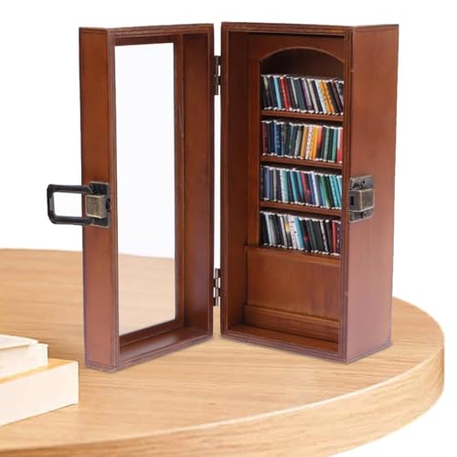 Rosixehird Miniatur-Bücherregal, Miniatur-Bücherregal-, Handgefertigte Miniatur-Bücherregale aus Holz, Stressabbau, kreatives kleines Bücherregal für Buchliebhaber, Wohnzimmer-Wohndekoration von Rosixehird