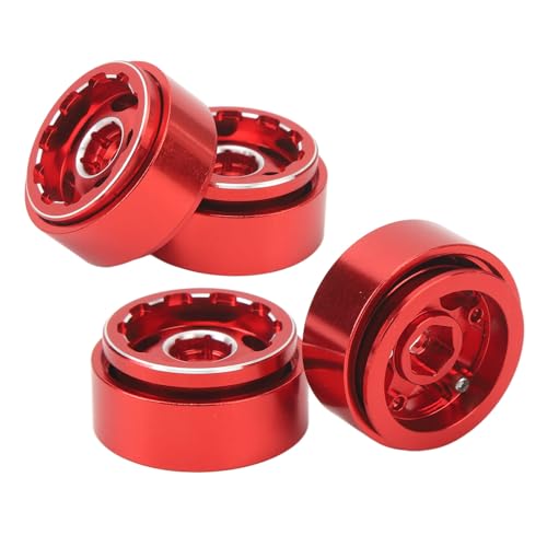 RC Car Beadlock Felgen, 4 Stück Hochfeste RC Aluminiumlegierungsfelgen für 1/18 RC Car (Rot) von Rosvola