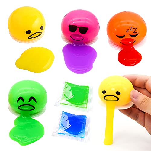 4 Stück Eier Erbrechen, RosyFate Eigelb-Stressball, Eigelb-Druck-Ball Kotzen, Vomiting Egg Toy, Runde Erbrechen & Saugen Lazy Eigelb Entlasten Sie Stress Squeeze Spielzeug (4 Farben) von RosyFate