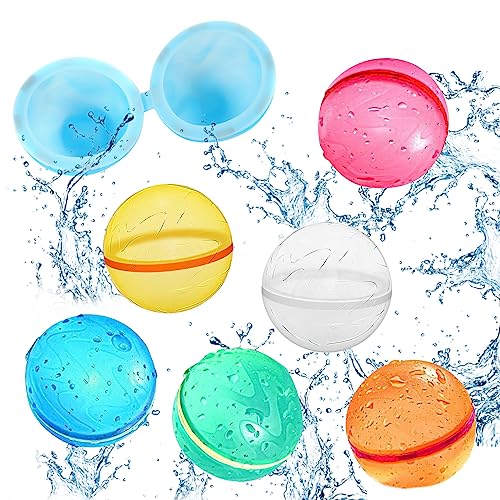 6 Pcs Wasserbomben Selbstschließend, RosyFate Wiederverwendbare Wasserballons Bomben, Selbstschließende Wasserbomben Wiederverwendbar, Buntes Wasserbomben, Wasser/Pool/Strandspielzeug (A) von RosyFate