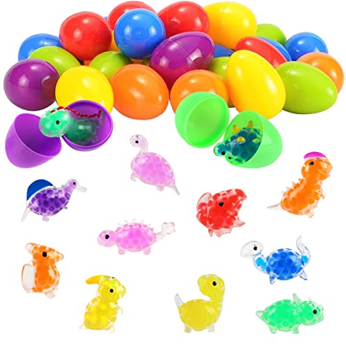 Ostereier Plastik, RosyFate 12 Stück Ostereier zum Befüllen, mit 12 Squeeze Dinosaurier, Dinosaurier Squishy, Ostern Eier Deko, Squishy Set, für Osterthema Party Gunst, Ostereier jagen von RosyFate