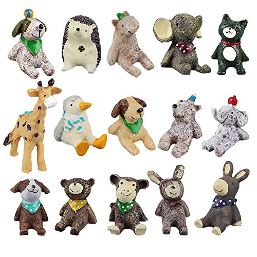 RosyFate 15 Stücke Tierfiguren Wald, Kleine Tiere Figuren Set, Tiere Figuren Kinder, Mini Bauernhof Tierfiguren, Wildtiere Spielzeug Set, Kuh, Eichhörnchen, Hase, AFFE von RosyFate