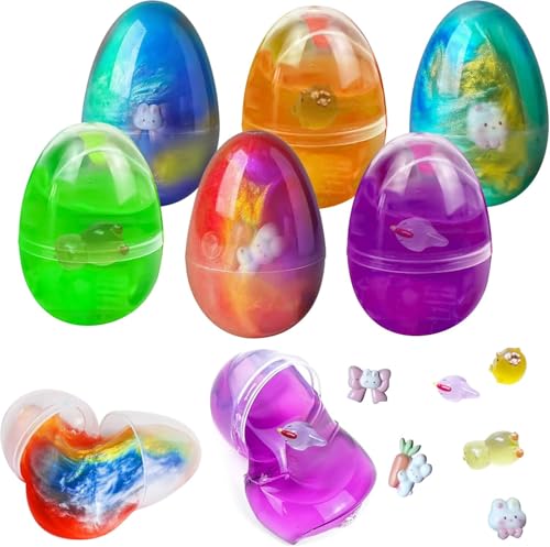 Schleim Kinder, RosyFate 6 PCs Schleim Eier Set, Slime Fluffy, Ostern Slime Eggs, Antistress Spielzeug für Erwachsene und Kinder, Ostern Geschenk, Basket Stuffers, 4 * 6cm von RosyFate