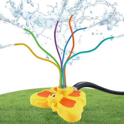 Wassersprinkler Kinder, RosyFate Wassersprinkler Kinder Schmetterling, Wasserspielzeug Kinder, mit 6 Bunten Weichen Wiggle Tubes, Sommerliche Outdoor-Aktivitäten, Sommerspielzeug von RosyFate