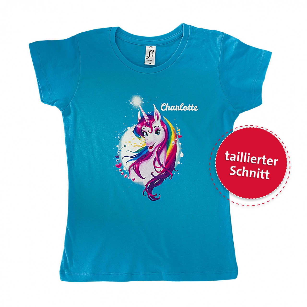 Kinder T-Shirt Einhornportrait, aqua - (118-128) von Roth GmbH