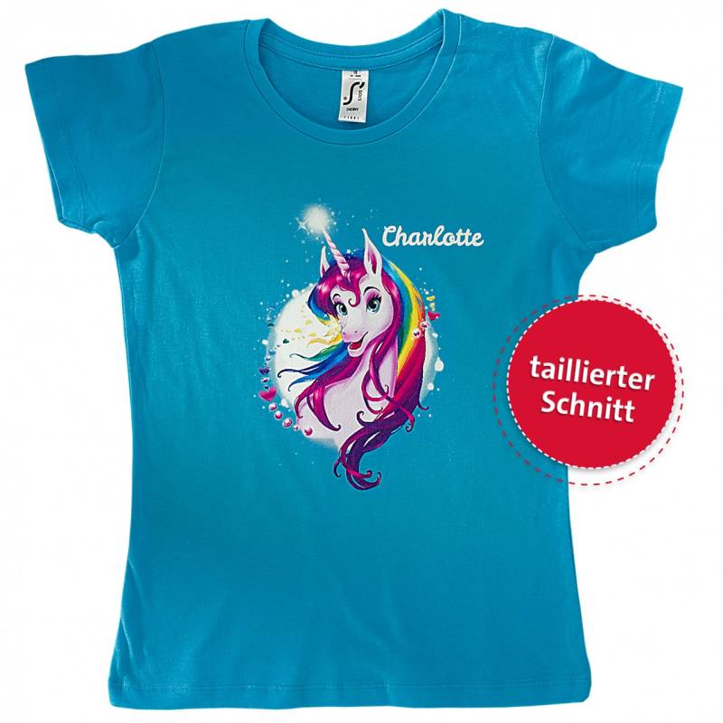 Kinder T-Shirt Einhornportrait, aqua - (130-140) von Roth GmbH