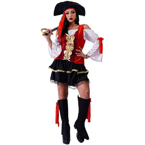 Rouingdd Karneval 2025, Piratenkostüm Damen, Piraten Hut, Piraten Outfits Cosplay Party Vintage Oberteil Set mit Piraten Accessoires Kopftuch Kleidung Erwachsene Karneval Faschingskostüme Frauen von Rouingdd