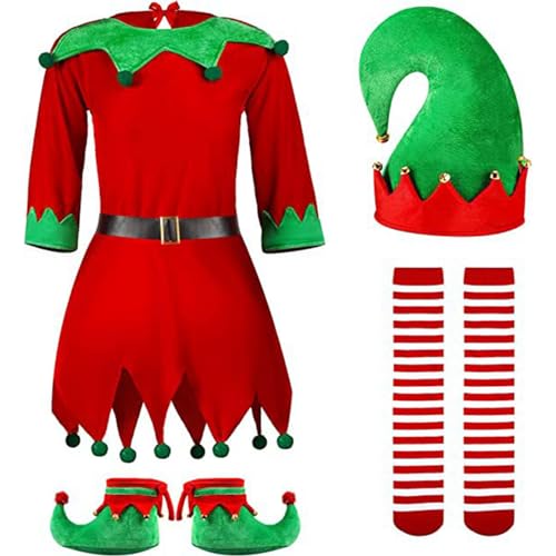 Rouingdd Weihnachtskostüm Kinder, Weihnachtskleid Kinder Weihnachts Cosplay Rentier Weihnachtself Nikolaus Kostüm Christmas Elf Weihnachtsanzug Weihnachtsmann Santa Claus Kostüm von Rouingdd