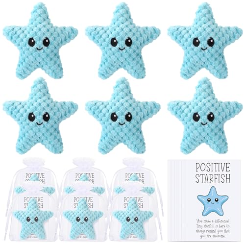 RoundFunny 12 Sets Positive Häkeltiere Geschenke Positive Handgemachte Seestern Geschenke Lustige Häkelgeschenke Kollegen Dankeschön Geschenke Wertschätzung Geschenke für Mitarbeiter Team von RoundFunny