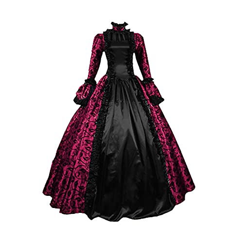 Routinfly Halloween Kostüme Frauen Prinzessin Kleid Cosplay -Royal Hochzeit Gast Kleid Gothic Spitze Floral Print Ballkleider Mittelalter von Routinfly