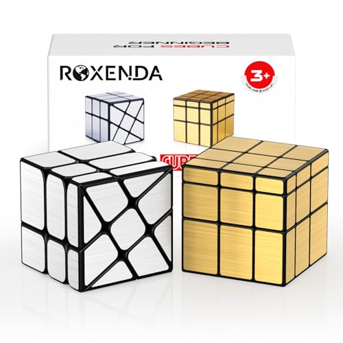 ROXENDA Speed Zauberwürfel Set, Würfel Set mit Silber Mirror Cube und Gold Mirror S Cube, Unregelmäßig 3x3x3 SpeedCube Twisty Spiegelwürfel von ROXENDA