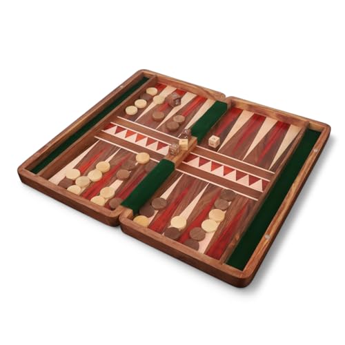 16“ Luxus-Reise-Backgammon-Set der Regal-Serie - Goldenes Palisanderholz & Knospen-Palisanderholz von Royal Chess Mall