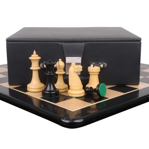 Kombination aus einem Reproduktionsset der American Chess Company aus den 1900er Jahren – Figuren aus Ebenholz mit Schachbrett und Aufbewahrungsbox Kombination aus einem Reproduktionsset der American Chess Company aus den 1900er Jahren – Figuren aus Ebenholz mit Schachbrett und Aufbewahrungsbox von Royal Chess Mall
