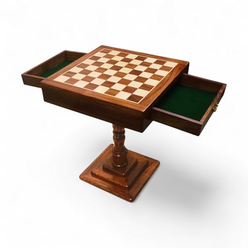 Royal Chess Mall - 20" Monarch Series Schachbretttisch mit Schubladen - 25" Höhe - Goldenes Rosenholz und Ahorn Royal Chess Mall - 20" Monarch Series Schachbretttisch mit Schubladen - 25" Höhe - Goldenes Rosenholz und Ahorn von Royal Chess Mall