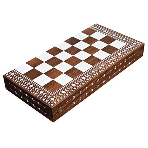 21" massives Sheesham & Acryl Elfenbein eingelegtes hölzernes faltendes Schachbrett-55mm Quadrat von Royal Chess Mall