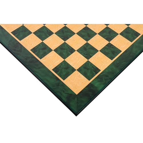 Royal Chess Mall - 22" Schachbrett aus grünem Eschenmaserholz und Buchsbaumholz mit Aufdruck - 57 mm im Quadrat - Hochglanzoberfläche von Royal Chess Mall