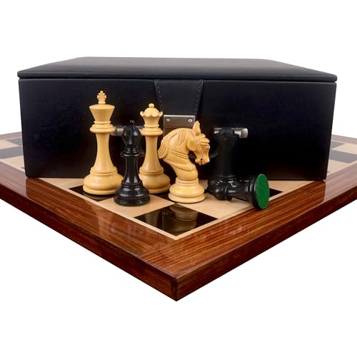 Royal Chess Mall - Combo von 4.5“ Imperator Luxus Staunton Schachset - Figuren in Ebenholz mit Brett und Box von Royal Chess Mall