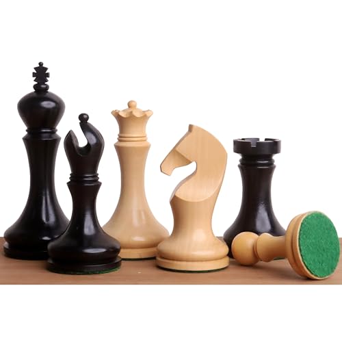 RoyalChessMall - 3,9 Zoll großes modernes minimalistisches Schachspiel der Zadar-Serie - Nur Schachfiguren - Gewichtetes geschwärztes Buchsbaumholz von Royal Chess Mall