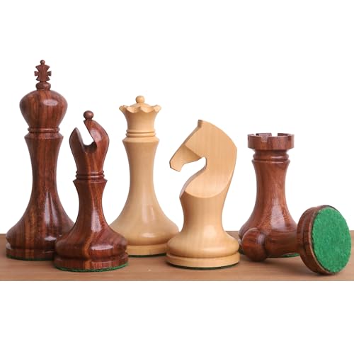 RoyalChessMall - 3,9 Zoll großes modernes minimalistisches Schachspiel der Zadar-Serie - Nur Schachfiguren - Gewichtetes goldenes Palisanderholz von Royal Chess Mall