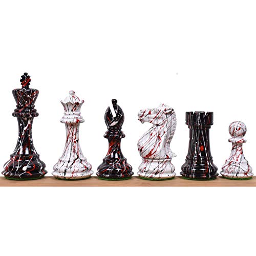 RoyalChessMall-4.1 "Textur gemalt Staunton Schachfiguren Nur Set - Gewichteter Buchsbaum von Royal Chess Mall