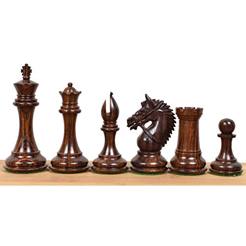 RoyalChessMall -4.2 "Seltenes amerikanisches Staunton Luxus-Schachfiguren-Set - dreifach gewichtetes Rosenholz von Royal Chess Mall