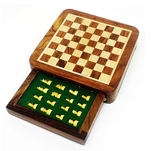 RoyalChessMall-Magnetic Travel Chess Set mit Schublade 5 "Golden Rosewood Sheesham Holz von Royal Chess Mall