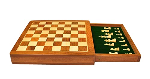 Magnetisches Schach-Set für Reise, handgefertigt, Akazienholz, faltbares Brett mit eleganter Aufbewahrungszeit (30,5 cm Größe) von Royal Kurta