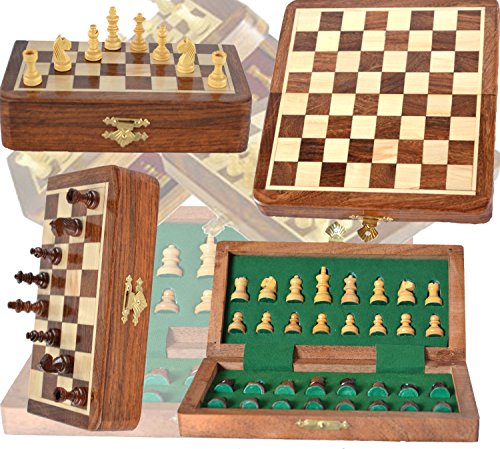 PalmRoyal Schachspielbrett-Set aus Holz, faltbar, mit magnetischen Stücken, 30,5 x 30,5 cm von Royal Kurta