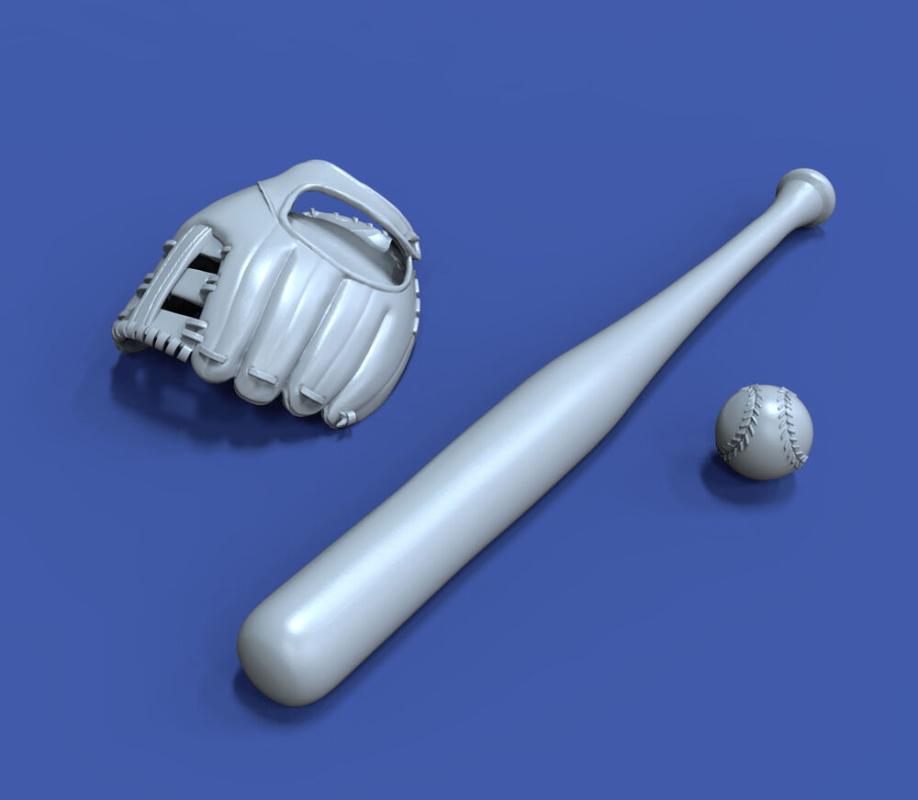 Baseball accessories set 3D printed von Royal Model