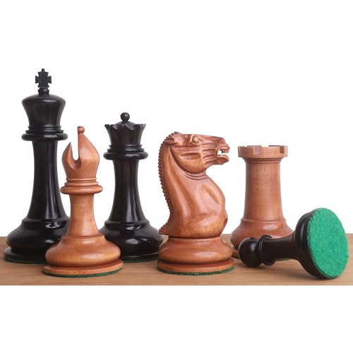 1849 Cooke Type Staunton Schach-Set, nur Schachfiguren, Ebenholz und antiker Buchsbaum, 10,9 cm König von Royal Chess Mall