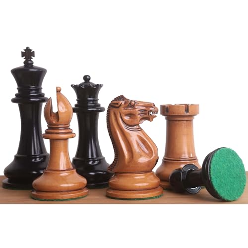 RoyalChessMall 1849 Original Staunton Schachfiguren, lackierter Buchsbaum und Ebenholz, 11,4 cm König von Royal Chess Mall