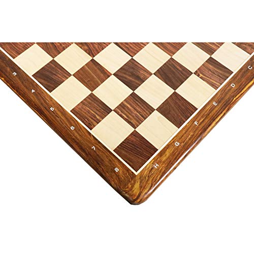 RoyalChessMall - 21 "großes Schachbrett - festes goldenes Rosenholz u. Ahorn - 55 Millimeter quadratisch - algebraisch von Royal Chess Mall