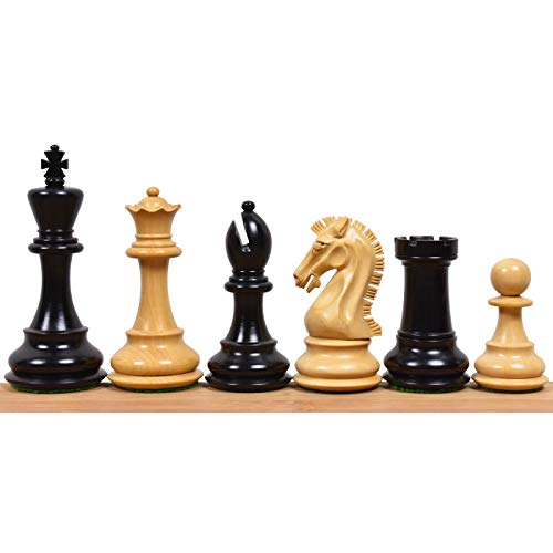 RoyalChessMall- 3.9“ Craftsman Serie Staunton Schachfiguren Nur Set-Doppelt gewichtetes Ebenholz von Royal Chess Mall