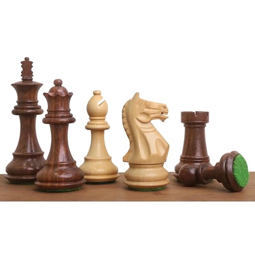 RoyalChessMall- Golden Rosewood 3,5 "Fierce Knight Staunton Schachfiguren-Set - Gewichtetes Schachspiel von Royal Chess Mall