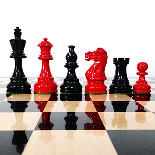 Royal Chess Mall - Rot und Schwarz bemalte Schachfiguren, nur in klassischem Staunton Design - gewichtetes Holz von Royal Chess Mall