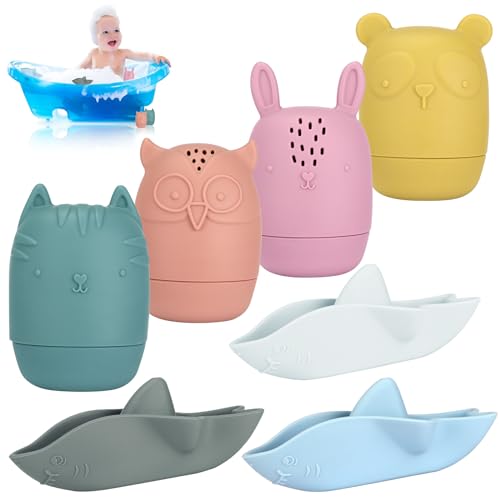 Royouzi 7 StüCk Badewannenspielzeug Badespielzeug Baby Wasserspritztier Spritztiere Kieselerde Wasserspielzeug Baby Geeignet FüR SäUglinge Und Toddler Whale Bath Toy Spielzeug Badewanne von Royouzi