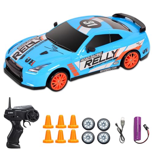 Ferngesteuertes Auto, 1:24 Rc Drift Car mit Arbeitsscheinwerfern, 2,4Ghz Spielzeugauto, Rc Auto 45km/h, Remote Control Car Geschenke für ab 4,5,6,7,8 + Jahre Kinder und Erwachsene(Blau) von Rppiup