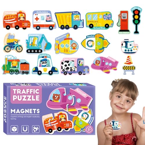 Magnetische Puzzles, pädagogische Lernmagnete, bunte magnetische Puzzles, lustiges Lernspielzeug, 30 Stück magnetische Puzzles, Kinder-Magnet-Puzzle-Set, Puzzle-Magnete, Magnetpuzzle für Kleinkinder von Rqrdww