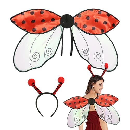 Rqrdww Ladybug Wings Adult, Girls Halloween Costumes, Masquerade Ladybug Wings, Bee Fairy Wings Costume, Ladybug Headband Set, Fairy Masquera, For Kids Costumede Accessories von Rqrdww