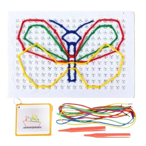 Rqrdww Thread Board for Kids, Toddler Threading Toys, Kids Craft Art Board, Imagination Development Toy, Lacing Toy for, Parent-Child Lacing Toy, Toddler Lacing Toys, Cartoon Pattern Lacing Toy von Rqrdww