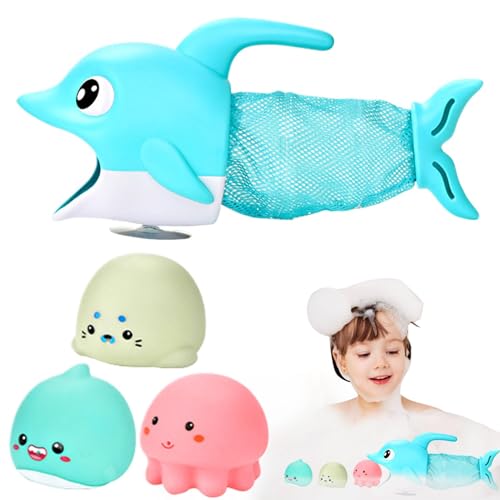 Toddler Bathtub Toys, Fishing Net Toy, Interactive Water Play, Dolphin Shaped Toys, Preschool Pool Toys, 0x13x20cm/11.81x5.12x7.87 Inches, 444g for Boys Girls for Bathtub, Fish Tank von Rqrdww