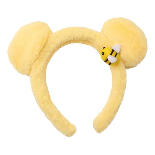 Rrlihjgu 2 Pieces Ohren Headband, Gelbe Bärenohren Haarreif,Bärenohren Haarbänder,Cartoon-Haarband, Plüsch-Haarband,Tier-Stirnband Für Urlaub, Cosplay, Make-up-Kostüm von Rrlihjgu