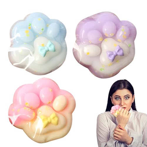 Rrlihjgu 3 Stück Katze Pfote Squishy Spielzeug,Squeeze Spielzeug, Cat Paw Anti Stress Ball, Niedlich Weich Katze Pfote Form Squeeze Fidget Spielzeug Für Erwachsene Kinder, Squishy Toy von Rrlihjgu